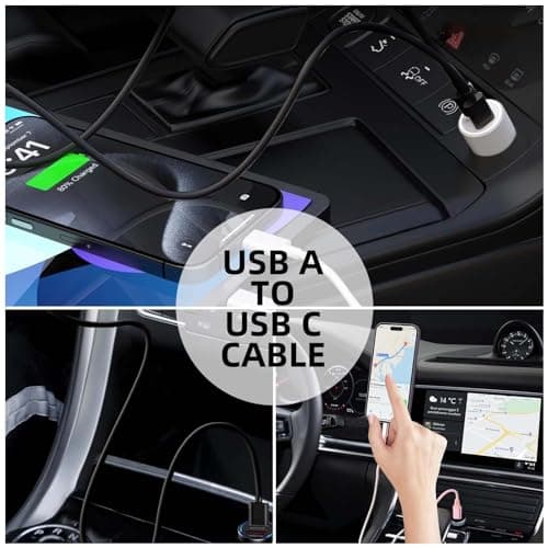 2 Pack 10FT Car Carplay Data Transfer Cable for iPhone 17 Air/16E 16 Plus 15 Pro Max，iPad Pro 12.9 13, Air 5 4, Mini 6 USB A to USB Type C Charger Charging Cord,Samsung Galaxy Tab A7 A8 A9 S10+ S9 S8 — view 2
