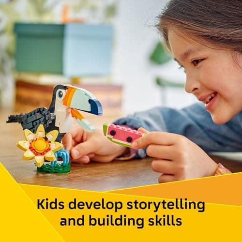 LEGO Creator 3 in 1 Wild Animals: Tropical Toucan Building Toy for Kids- Jungle Building Blocks & Learning Toy for Girls & Boys, Ages 7+ - Build 3 Animal Toys in 1 Set - Gift for Birthdays - 31173 — view 4
