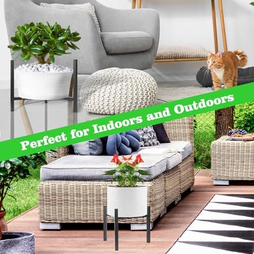 Airpark Plant Stand Indoor Adjustable, Metal Modern Plant Stands, Heavy Duty Stable Plant Pot Flower Holder Indoor Outdoor Corner, Fit 8 9 10 11 12 inch Pots, Black (Pot & Plant Not Included) — view 5