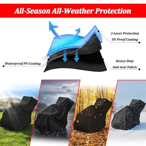 Snow Blower Cover for Yamaha YS YS624 2000, 210D Oxford Fabric Snow Thrower Cover Waterproof Dust UV Wind Outdoor Snowblower Cover