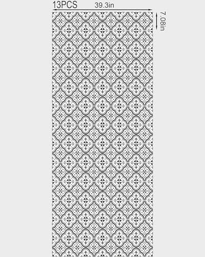 FLFK Stair Riser Decals - Black Patterns Stair Stickers Murals Peel and Stick Self-Adhesive for Home Decor, 39.3" W x 7.08" H x 13Pcs