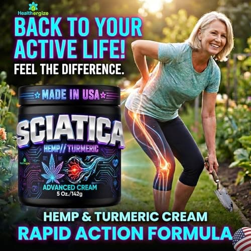Sciatica Nerve Cream Infused with Soothing Hemp Oil, Turmeric & Lavender-Sciatic Nerve Comfort for Lower Back & Legs-Fast Absorbing Hydration, Extra Strength Non-Greasy Formula - Made in USA 5Oz. — view 2