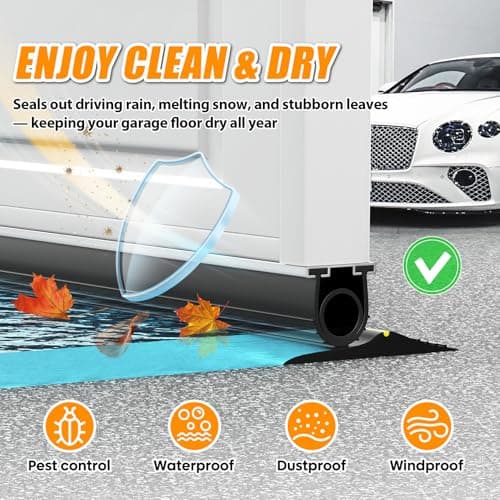 Jin&Bao Garage Door Seal Bottom Rubber Weather Stripping with 2 End Plugs, Weatherproof Seal Replacement Strip Dust & Pest Proof Threshold Buffering Garage Door Sweep,5/16" T-End (10FT, Black) — view 4