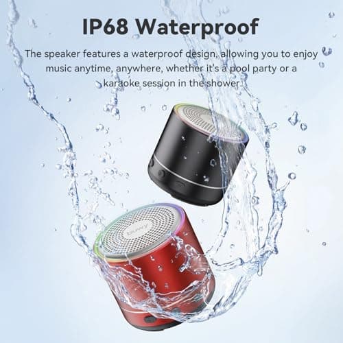 Mini Bluetooth Speaker, 2026 Ultra-Light Mini Bluetooth Speaker, IP7 Waterproof Brief Design, Small Shower Travel Speaker for Outdoor, 8H Playtime, Perfect for Backpacking, Bike, Beach & Gift Black — view 3