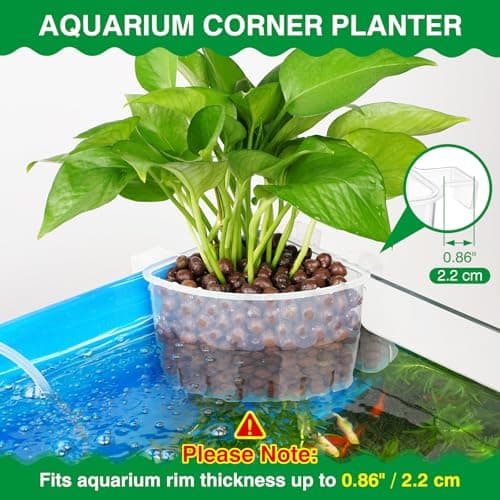 2026 Latest Model Large Aquarium Corner Planter Hanging Plant Holder for Fish Tank Aquaponic Plant Cultivation and Aquascape Accessories Decorations (1 Pack) Transparent
