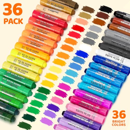 Toidgy Tempera Paint Sticks, 36 Classic Colors, Washable Solid Paint Sticks for Kids Toddlers, Painting Art Supplies for Classroom School Students, Non-Toxic, Quick Drying, Back to School Supplies — view 2