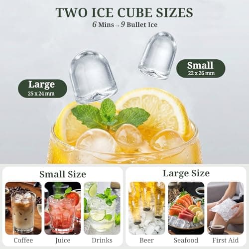 Ice Maker, Portable Ice Makers Countertop with Handle, Basket & Scoop, 26Lbs/24Hrs, 9 Bullet Ice Cubes in 6 Mins, 2 Ice Sizes, Self-Cleaning, Quiet Compact Ice Machine for Home Kitchen Party, Pink — view 2