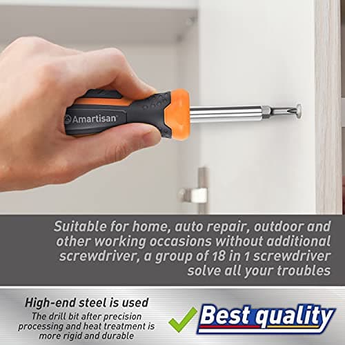 Amartisan 18-in-1 Multi-bit Screwdriver Set Tool All in One, Portable Multi-Purpose Screwdriver, Slotted/Philips/Pozi/Torx/Square,Nut Driver — view 5