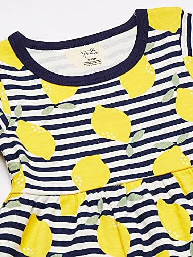 Touched by Nature Girls, Toddler, Baby and Womens Organic Cotton Short-Sleeve and Long-Sleeve Dresses, Lemons Short Sleeve, 12-18 Months