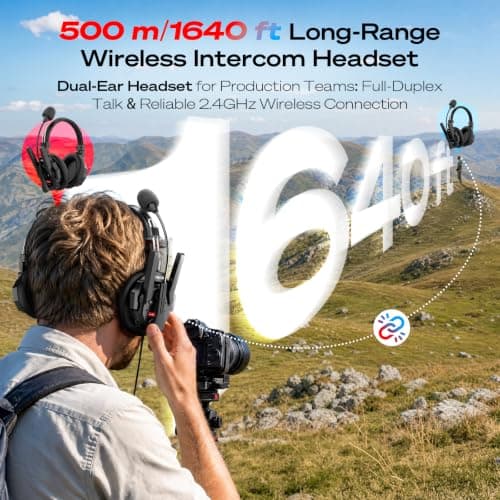 SYNCO XTALK XMAX5 Wireless Intercom Headset System, 5-Person Dual-Ear 2.4GHz Full Duplex Communication Headset 500m Range Call & Music Control 24H Battery for Film Shoots Teamwork Sports Events