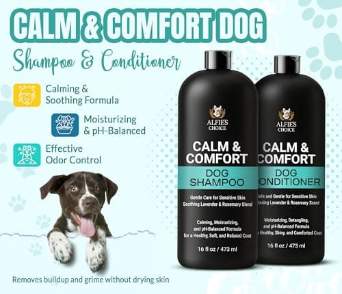 ALFIE'S CHOICE Dog Shampoo for Dry Itchy Skin | Calm & Comfort Shampoo and Conditioner Set | 16 fl oz Each | Lavender, Rosemary & Vitamin E | for Sensitive Skin & All Breeds