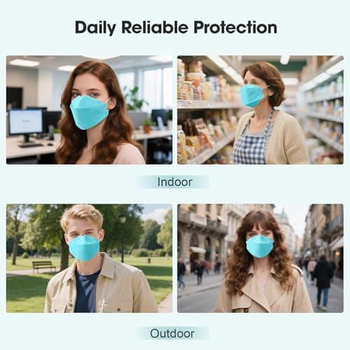 LEMENT KN95 Face Masks - 50 Pack Breathable Comfortable Disposable Masks For Adult, Filter Efficiency≥95%, Elastic Ear Loops, Blue — view 5