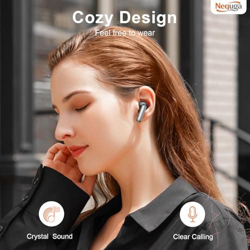 Wireless Earbuds Bluetooth Headphones, 50H Playtime Ear Buds with Mic in-Ear Earphone - Steel — view 3