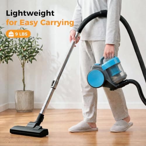 NEWBULIG Canister Vacuum Cleaners for Home, Strong Suction Bagless Vacuum Cleaner, 1000W 16Kpa for Hard Floor and Carpet, Retractable Cord,1.8L Large Dust Cup, Blue — view 5
