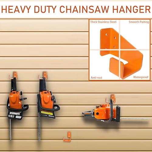 JAWULIJIA Chainsaw Hanger Heavy Duty Chainsaw Holders Organizer Mounted Chainsaw Rack for Garden Garage Chainsaw Wall Mount with Anchors and Screws Kit(1 Pack)
