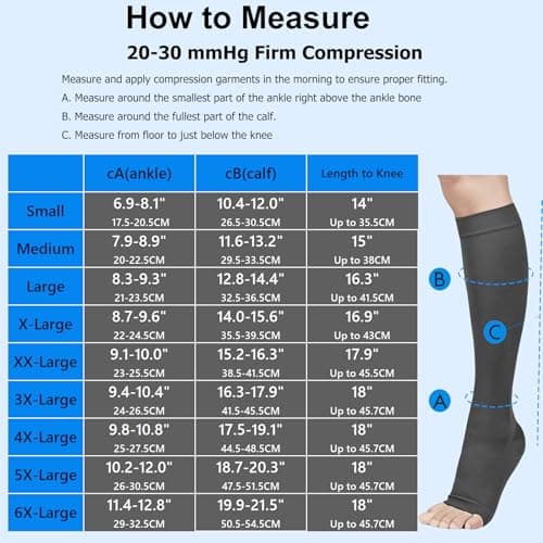 MGANG Medical Compression Stockings for Women & Men, 20-30 mmHg Graduated Knee High Socks, Firm Support for Nurses, Pregnancy, Flying, Varicose Veins — Open Toe, Latex-Free, Beige X-Large