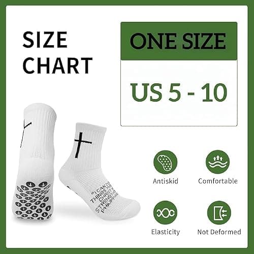 Meudid Youth Grip Soccer Socks with Cross - Anti-Slip Grips Kids Socks with Bible for US 5-10 — view 3