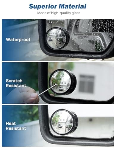 JOYTUTUS Blind Spot Mirror 2 Pack HD Frame Convex Glass for Wide Angle View and Safer Lane Changing Compatible with Cars SUVs Trucks RVs Easy Stick On & Long Lasting Durability — view 5