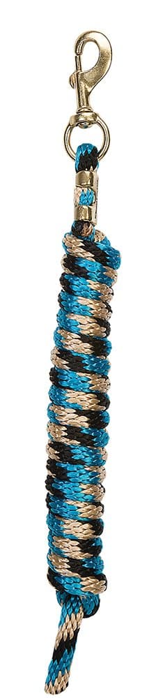 Weaver Leather Poly Lead Rope with a Solid Brass 225 Snap, Black/Turquoise/Tan