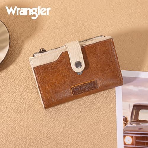 Wrangler Brown Wallets for Women Small Trifold Wallets, Card Cases & Money Organizers Large Capacity Credit Card Cash Wallet Ladies Female Clutch Travel Wallets with ID Window WG119-W0021BR — view 5