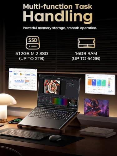 KAIGERR Gaming Laptop, Laptops with AMD Ryzen 4300U(Up to 3.7GHz), 16GB DDR4 512GB SSD Laptop Computer, 16.0inch Windοws 11 Laptop, 1920P FHD Display, WiFi 6, USB3.2, Type_C — view 3