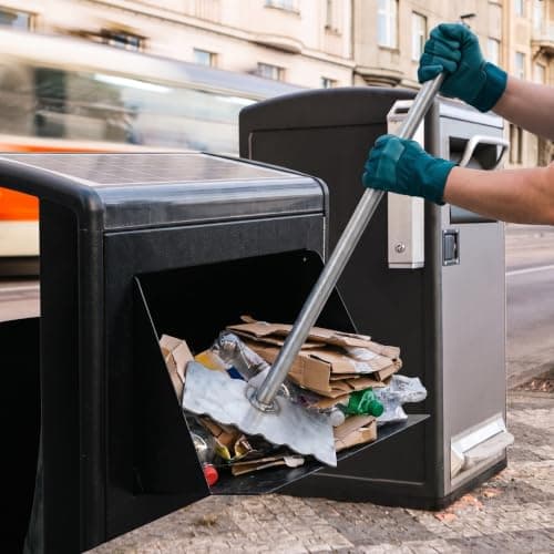 Lurrose 2pcs Trash Bin Compactor - 23.6"/60cm Long Heavy Duty All Metal Garbage Tamper Press - Manual Home Kitchen Waste Bin Compressing Tool 2.9x5.9inch Flat Base — view 3