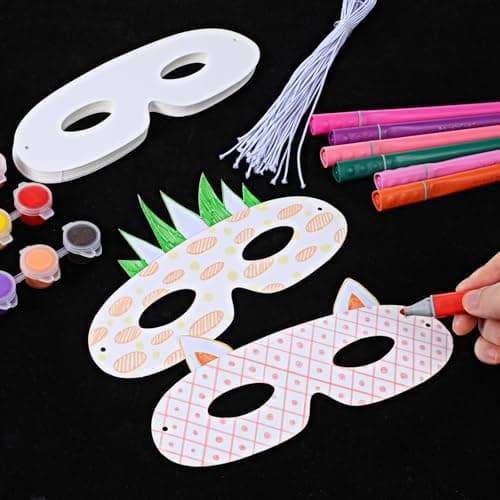 Prasacco 20 Pcs Paper Masks for Crafts, White Paper Eye Masks Paintable Plain Masquerade Mask DIY Blank Mask for Halloween Mardi Gras Costume Party Decorations — view 2