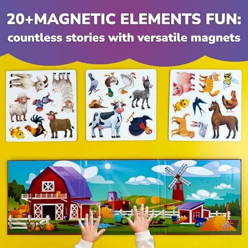 QUOKKA Magnetic Puzzles for Kids Ages 3-5 - 20 Pieces Toddler Puzzles 3-4 Year Old - Car and Airplane Activities for Kids - Farm Boys and Girls Travel Games - Learning Animal Toy Gift
