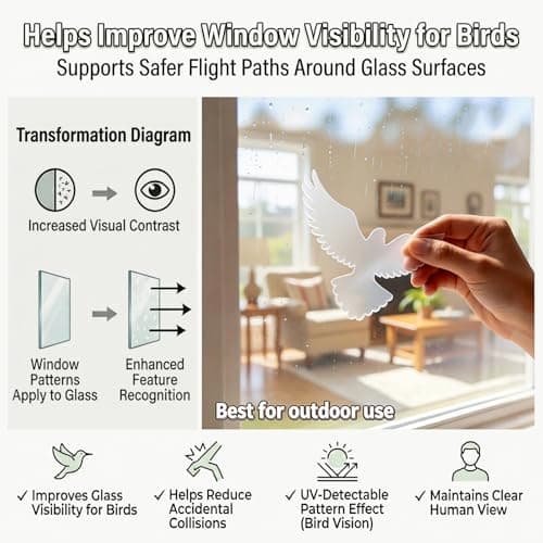 6 Sheets Anti-Collision Window Stickers Decals - Bird & Leaf Patterns, Prevent Bird Strikes, Glass Door Protection, Home Decor — view 2