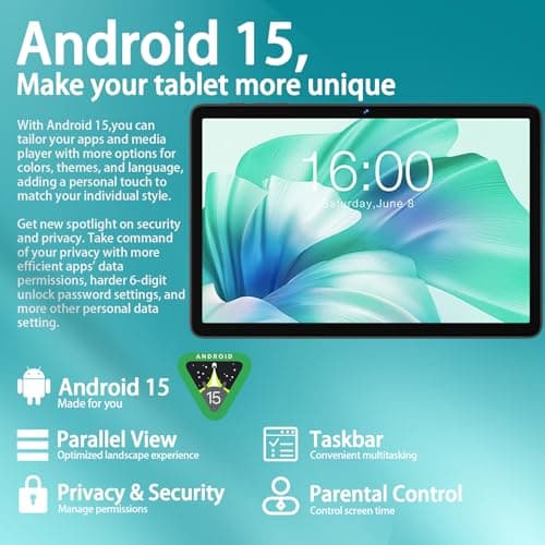 2026 Upgraded Android 15 Tablet 10 inch Octa-Core Tablets with 22GB+128GB+1TB, Dual Camera, 8000mAh, 1280x800 IPS HD Touch Screen, Support Widevine L1, 5G WiFi, GPS with Protective Cover - Metal Grey