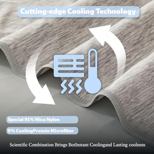 Cooling Blanket Queen Size, Cooling Blankets for Hot Sleepers, Absorbs Heat to Keep Body Cool for Summer Nights Sweats, Cold Blanket for Bed Couch Sofa, Ice Blanket 90x90 Inches, Light Gray — view 3