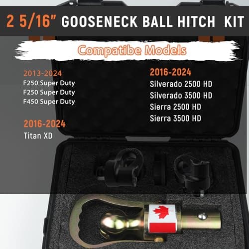 Puck System Gooseneck Hitch Ball Kit with Storage Suitcase for F250 F350 F450, Silverado 2500HD 3500HD, Sierra 2500HD 3500HD, 2 5/16 inch Gooseneck Ball, 38000lbs GTW, Carry Handle Design