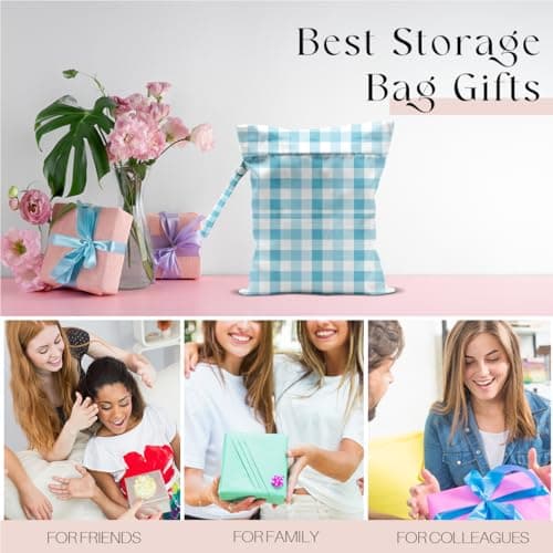 zcyxuuw Wet Bag, Wet Dry Bag, Waterproof Swim Bags, Machine Washable Reusable Bags for Beach, Pool, Diapers, and Dirty Yoga Gym Clothes(Blue White Gingham) — view 5
