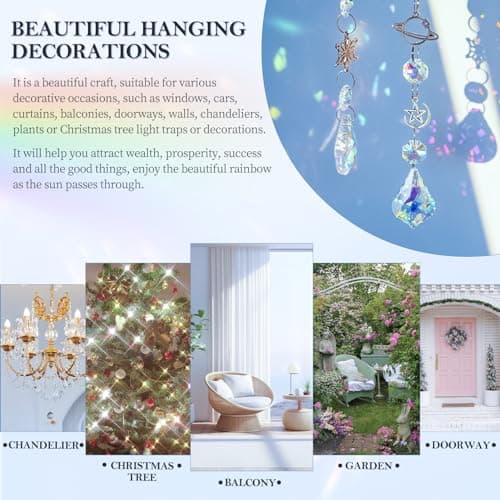 JADVY 310 Pcs DIY Crystal Sun Catchers Indoor Window, Hanging Prism Suncatcher for Window, Silver DIY Suncatcher Kit, Glass Crystal Alloy Accessories Sun Catcher Crafts for Adult, DIY for Mom… — view 5