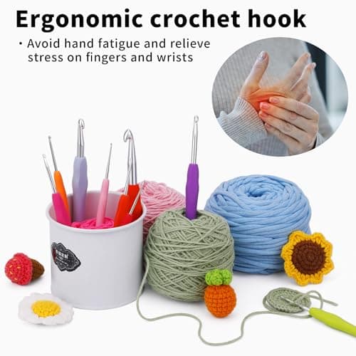 4PCS 5.0mm SizeH Crochet Hooks, Ergonomic Handle Crochet Hooks for Arthritic Hands, Smooth and Extra Long Crochet Needles for Beginners, Knitting Needles for Beginner Handmade DIY Multicolor — view 4