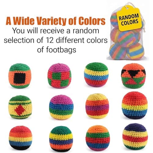 Hacky Footbag Sack Set – Soft Kick Sack Balls for Adults & Beginners – Durable Juggling & Outdoor Game – Portable Fun for Beach, Camping, Backyard & Summer Party (6PCS)
