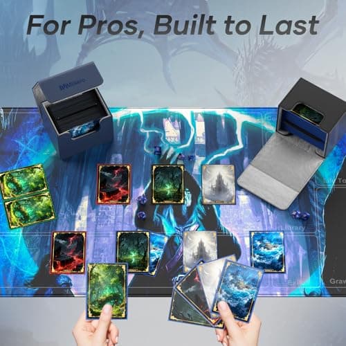 Mlikero Card Deck Box, Commander Deck Box Holds 100+ Double-Sleeved Cards with 2 Dividers, Leather Magnetic Closure Card Box Fit for MTG, TCG (Black) — view 5