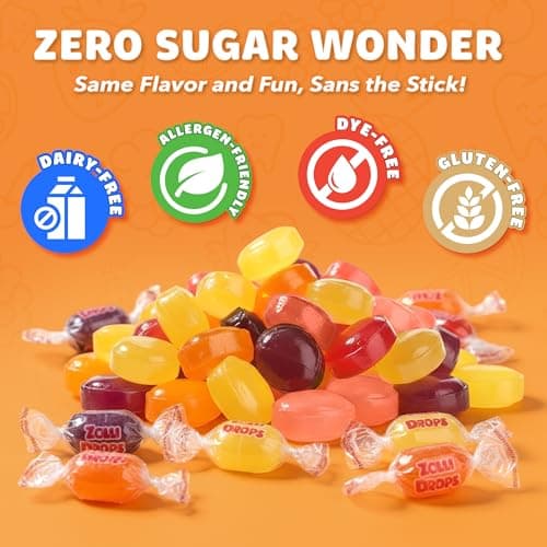 Zolli Drops Sugar Free Candy with Xylitol, Dye-Free Lollipops - Keto & Diabetic-Friendly, Dentist-Approved Treats for Kids, (Natural Fruit Flavors, 1.6 oz) — view 2