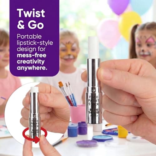 Blue Squid Black & White Face Paint Stick - Water based Body Paint for Adults & Kids - Vegan Hypoallergenic Twist-Up Non-Toxic Makeup Stick for Cosplay, & SFX (Black & White) — view 3