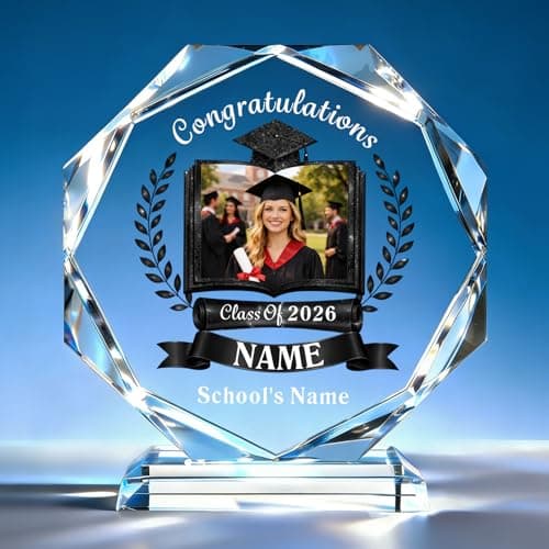 WFR Personalized Crystal Graduation Trophy for Class of 2026, Custom Graduation Gift for Him Her, Senior High School College Graduate Award, Teacher Appreciation Keepsake (Style 02)