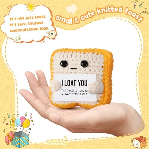 Gifts for Her Him Loved One Crochet Toast “I Loaf You” Gifts for Boyfriend Girlfriend, Funny Wedding Anniversary Birthday Gift for Women Men Couples Wife Husband - Easter Basket Stuffers & Mothers day