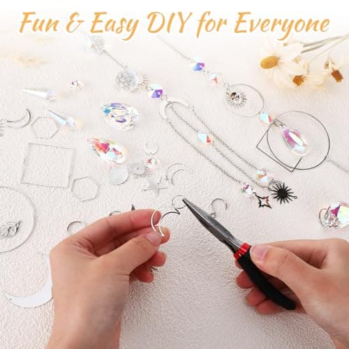 228Pcs DIY Suncatcher Kits for Adults, Crystal Suncatchers for Windows, Silver Sun Catcher Window Prism Rainbow Hanging Crystals Crafts for Women Garden Home Decor Gifts for Mother Wife Daughter — view 5