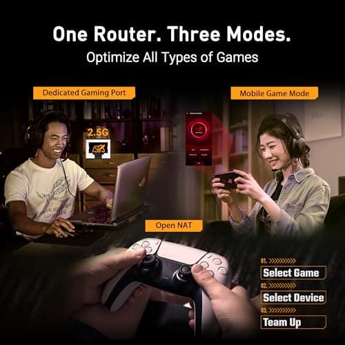 ASUS TUF Gaming BE6500 WiFi 7 Router - Dual-Band, Up to 6.5 Gbps Wireless, Game Accelerator, Multi-Link Operation (MLO), (x4) 2.5GbE Ports, Mesh + VPN Compatible, & Subscription-Free Network Security — view 5