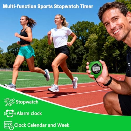 PULIVIA Sports Stopwatch Timer, Single Lap Split Digital Stop Watch for Sports Kids Coaches Swimming Running, Green