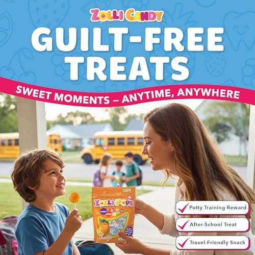 Zollipops Clean Teeth Pops Sugar Free Candy, Dye-Free Lollipops - Keto & Diabetic-Friendly, Dentist-Approved Treats for Kids (Orange, 3.1 oz) — view 4