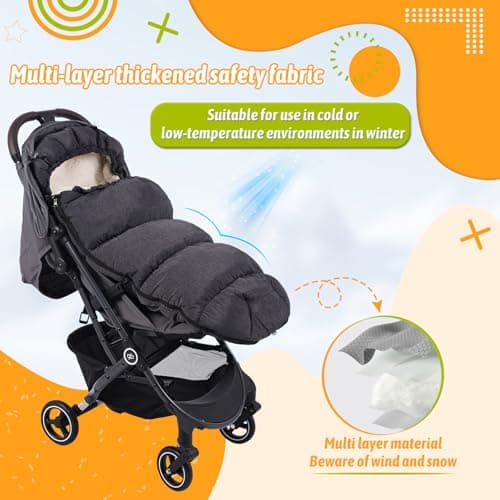 auvstar Waterproof &Thicken Universal Stroller Cover Winter,Stroller Footmuff Bunting Bag for Warm Strollers Muff,Stroller Accessories for Baby Sleeping Bag Winter Stroller Blanket (Dark Gray)