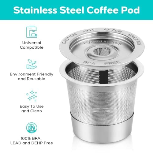 CASABREWS CASKF01 Reusable K Cups Coffee Pods for Keurig, Universal Stainless Steel Refillable Reusable K Cup Coffee Filters Compatible with Keurig 1.0 Coffee Machines, Eco-Friendly, BPA-Free — view 3