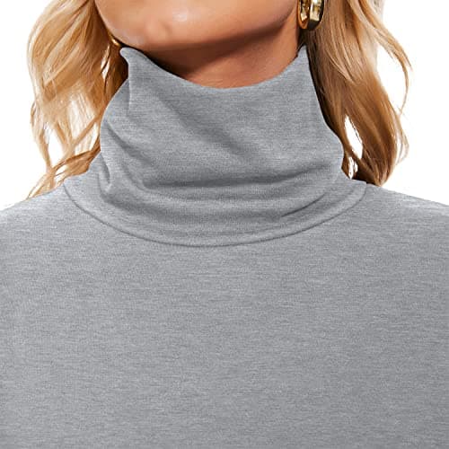 TAIPOVE Turtlenecks for Women Thermal Underwear Long Sleeve Turtle Neck Top Pullover Knit Cotton Fleece Sweater Base Layer Undershirt Grey