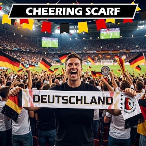 Eurzom 1 Pcs Germany Soccer Fan Scarf 59" x 6.7" Soccer Fans Souvenir German National Team Scarf Double Sided Print Sports Patriotic Shawl Match Gift for Man — view 4