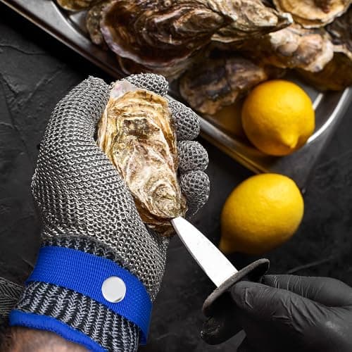ZEEGO ANSI A9 Cut Resistant Glove, Food Grade Stainless Steel Mesh Metal Glove, Suitable for Mandoline, Kitchen Cooking,Butcher Meat Cutting and Oyster Shucking(Large Size) — view 3